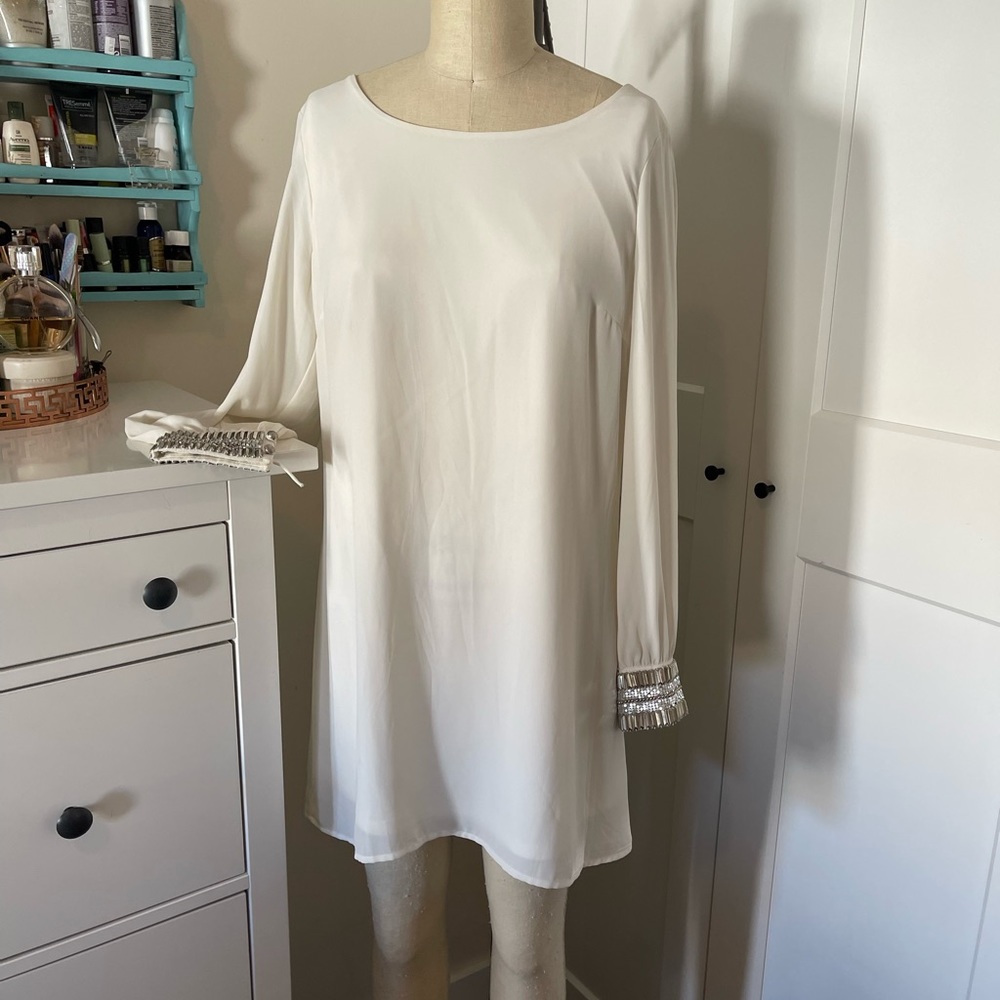 As U Wish White Holiday Mini Shift Dress